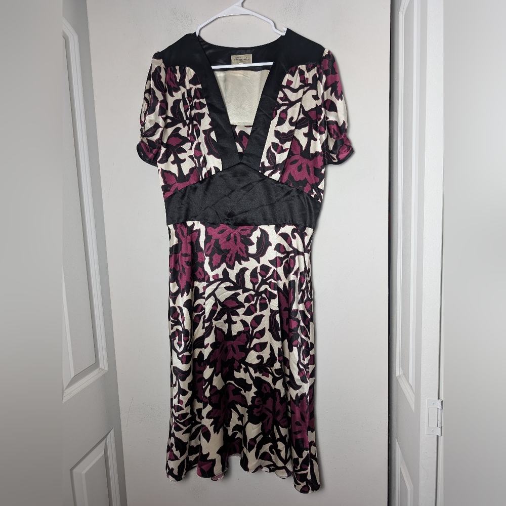 Temperley London Silk Dress Purple Black Abstract Floral Sz 10
